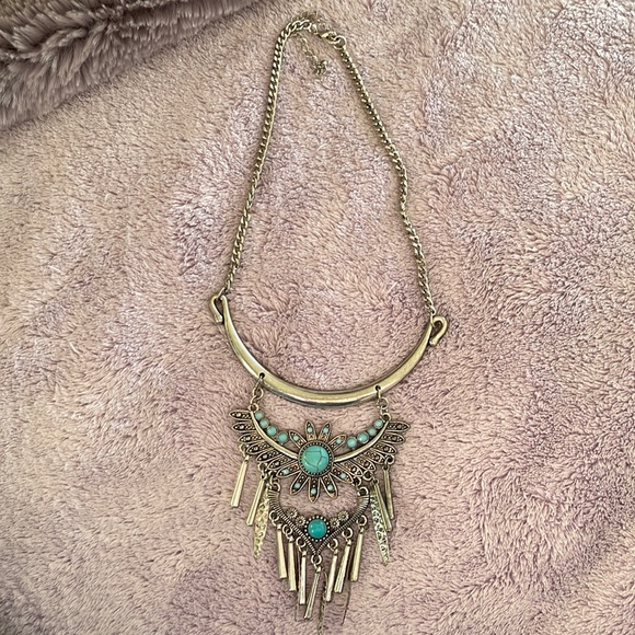 SILVER AND TURQUOISE NECKLACE - Picture 1 of 5